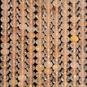 6x4MM  Citrine Gemstone Grade AAA Micro Faceted Rondelle Loose Beads 15.5 inch Full Strand (80009948-A203)
