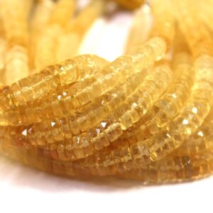 8" Citrine Gemstone Beads: 6-6.5mm Faceted Wheel Shape, Ombre Strand