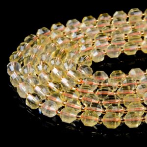 8MM Natural Citrine Gemstone Grade AA Faceted Prism Double Point Cut Loose Beads (D36)