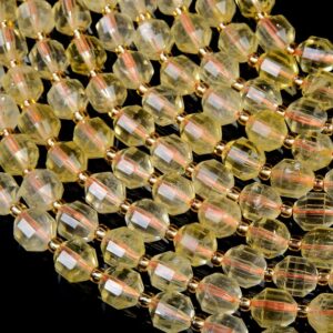 8MM Natural Citrine Gemstone Grade AA Faceted Prism Double Point Cut Loose Beads BULK LOT 1,2,6,12 and 50 (D36)
