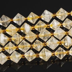 8MM Transparent Yellow Citrine Beads Grade A+ Genuine Natural Gemstone Bicone Faceted Loose Beads 15"/7.5" Bulk Lot Options