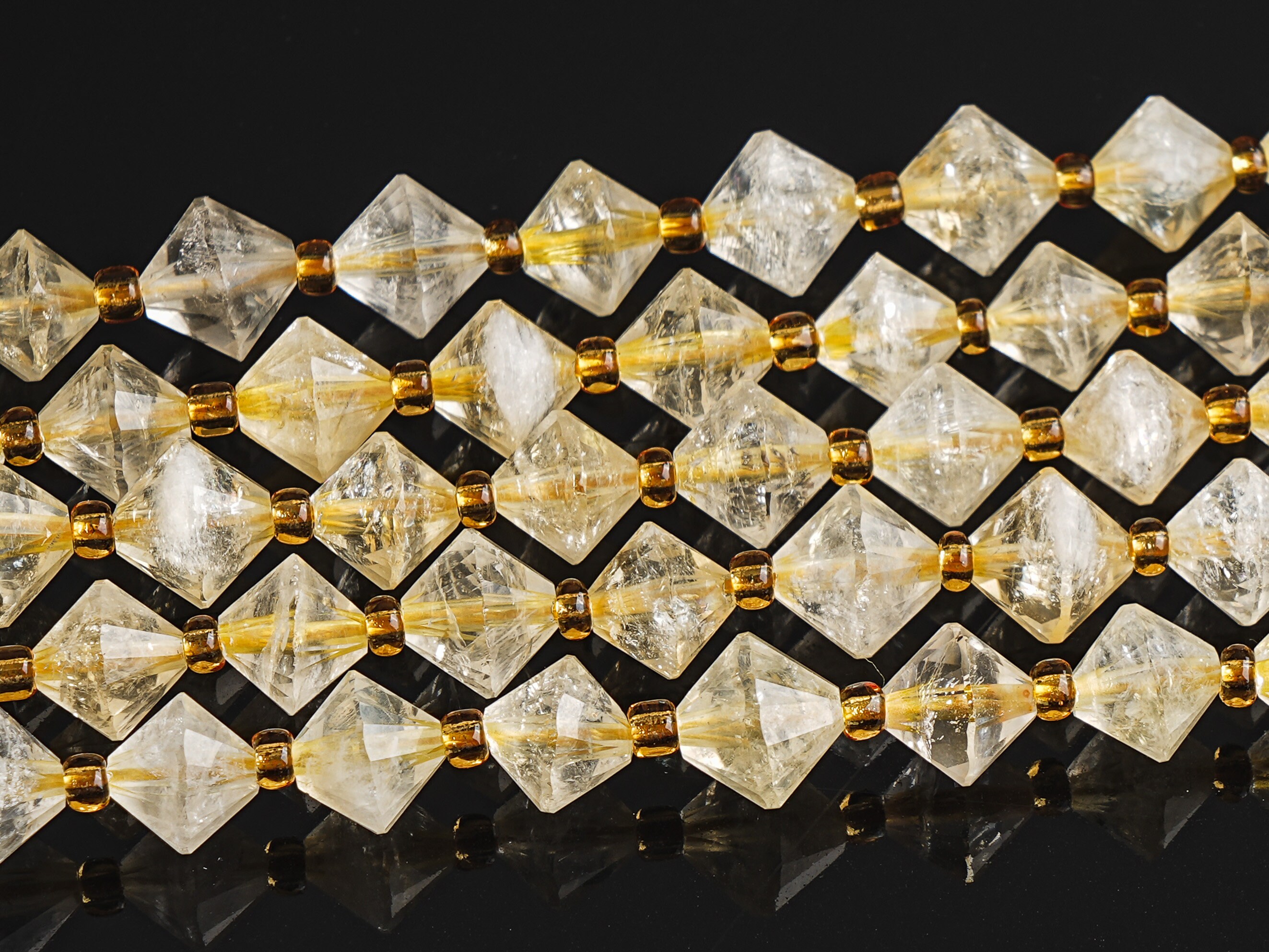 8mm Transparent Yellow Citrine Beads Grade A+ Genuine Natural Gemstone Bicone Faceted Loose Beads 15"/7.5" Bulk Lot Options