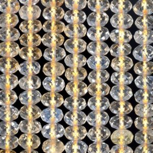 8x5mm Honey Citrine Gemstone Light Yellow Grade Aaa Fine Faceted Cut Rondelle Loose Beads 7.5 Inch Half Strand (80001763-792)