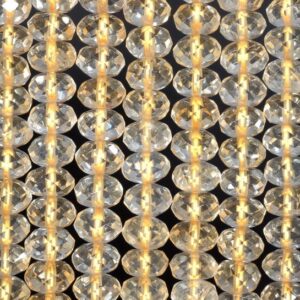 8x5mm Honey Citrine Gemstone Deep Yellow Grade Aaa Fine Faceted Cut Rondelle Loose Beads 15.5 Inch Full Strand (80001678-791)