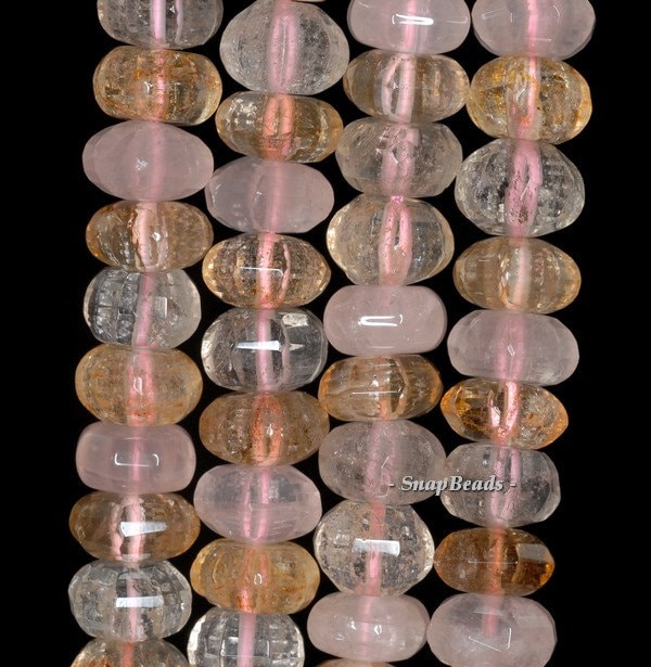 9x7mm Citrine Rose Smoky Rock Crystal Mix Quartz Gemstone Faceted Rondelle Loose Beads 15.5 Inch Full Strand (90144181-b33-562) 9x7mm Citrine Rose Smoky Rock Crystal Mix Quartz Gemstone Faceted Rondelle Loose Beads 15.5 Inch Full Strand (90144181-b33-562)