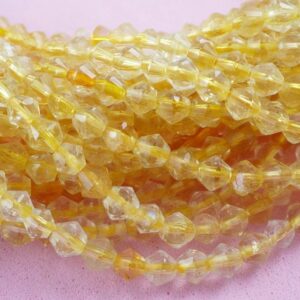 Citrine Beads (Bicone)(Micro)(Faceted)(4mm)(15.5"Strand)