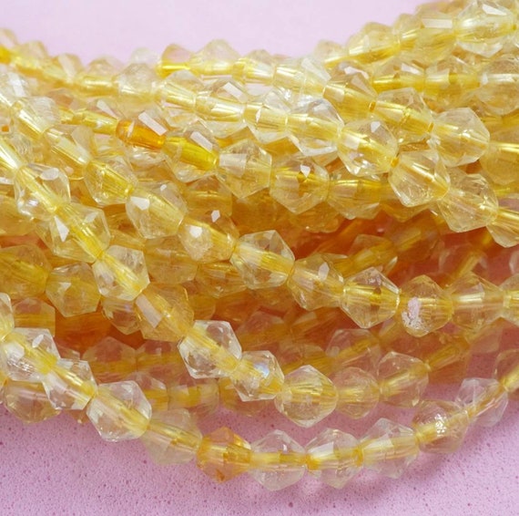 Citrine Beads (bicone)(micro)(faceted)(4mm)(15.5"strand)