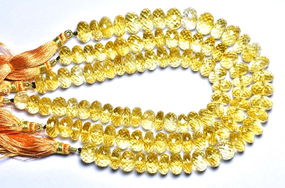 Big Citrine Rondelle Beads - 8 Inches -natural Superb Quality Faceted Citrine Rondelle - Size Is 9 - 10 Mm #598