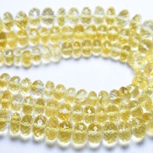 Big Citrine Rondelle Beads - 8 inches - Natural High Quality Faceted Citrine Rondelle - Size is 9.5 - 10 mm #1887