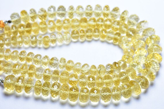 Big Citrine Rondelle Beads - 8 Inches - Natural High Quality Faceted Citrine Rondelle - Size Is 9.5 - 10 Mm #1887