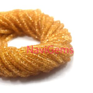 Faceted Citrine Gemstone Beads: 3mm Rondelle, 13" Strand