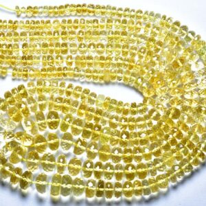 Golden Citrine Rondelle Beads  14 inches - Natural Microcut Faceted Citrine Rondelle - Size is 4-8 mm #1261