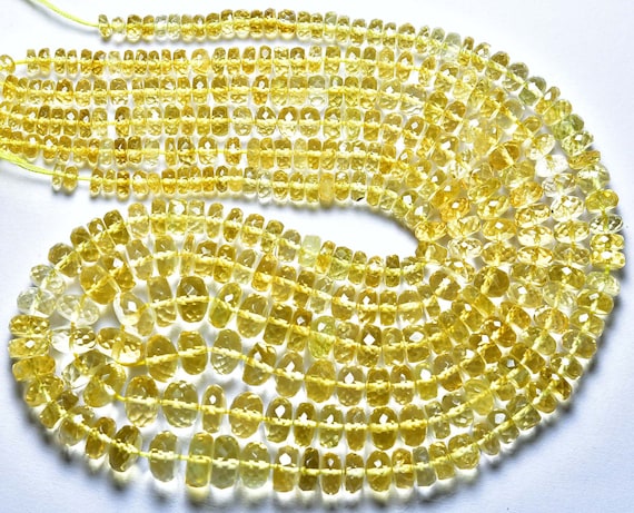 Golden Citrine Rondelle Beads 14 Inches - Natural Microcut Faceted Citrine Rondelle - Size Is 4-8 Mm #1261 Golden Citrine Rondelle Beads 14 Inches - Natural Microcut Faceted Citrine Rondelle - Size Is 4-8 Mm #1261