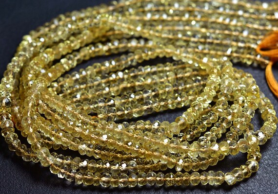 Golden Citrine Rondelle Beads - 13 Inches - Natural Microcut Faceted Citrine Rondelle -very Finest Quality Citrine - Size Is 5.5 Mm #1219 Golden Citrine Rondelle Beads - 13 Inches - Natural Microcut Faceted Citrine Rondelle -very Finest Quality Citrine - Size Is 5.5 Mm #1219