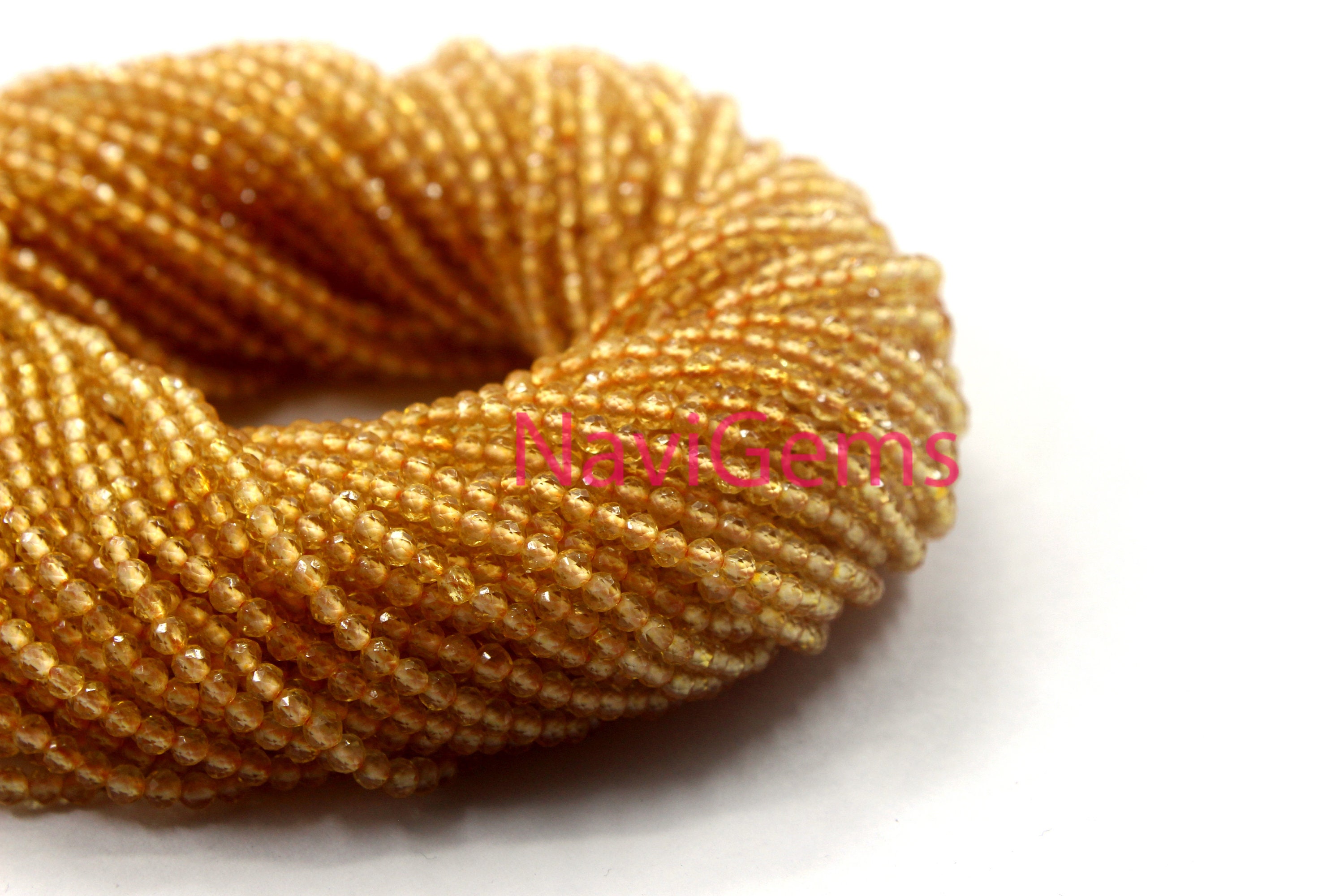Natural Citrine Gemstone Beads: Yellow Faceted Rondelle, 2.5mm, 13" Strand