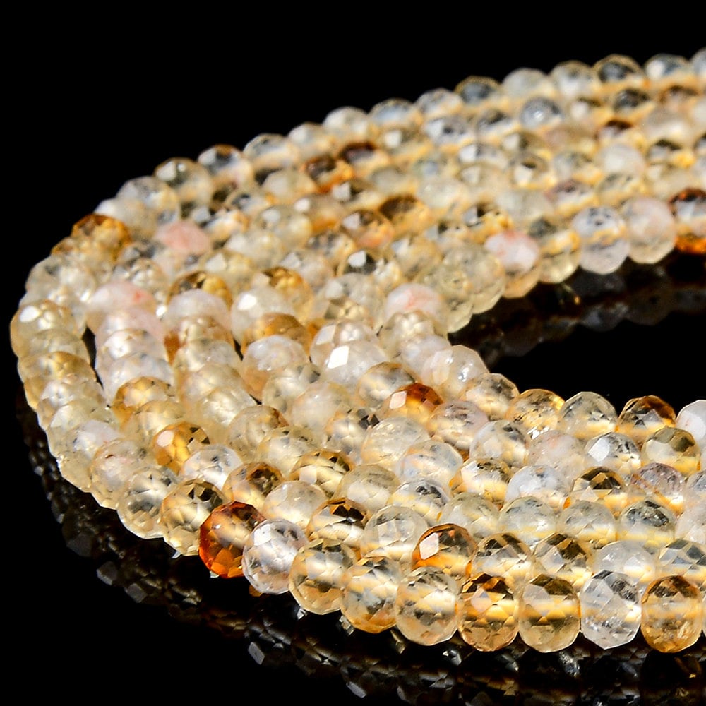 Natural Citrine Gemstone Grade Aa Micro Faceted Rondelle 4x3mm Loose Beads (p91)