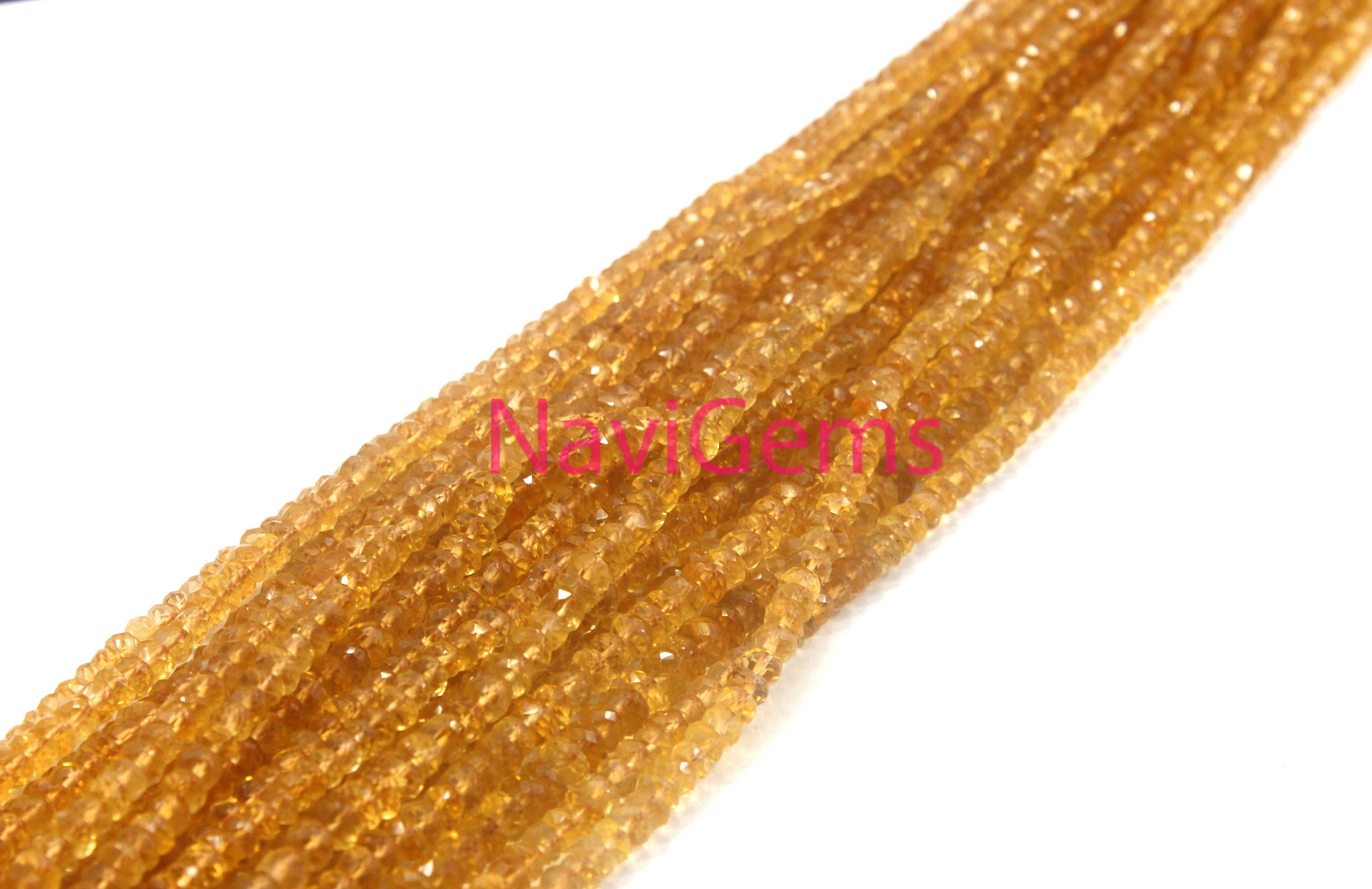 Natural Citrine Rondelle Beads: November Birthstone, Faceted Gemstone (13" Strand)
