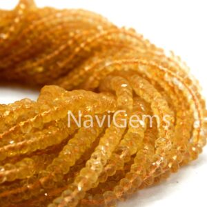 Natural Citrine Rondelle Beads: AAA Quality Faceted Gemstone, 4mm, 13" Strand