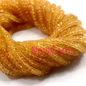 Faceted Citrine Rondelle Beads: Natural Gemstone Jewelry Making, 13" Strand