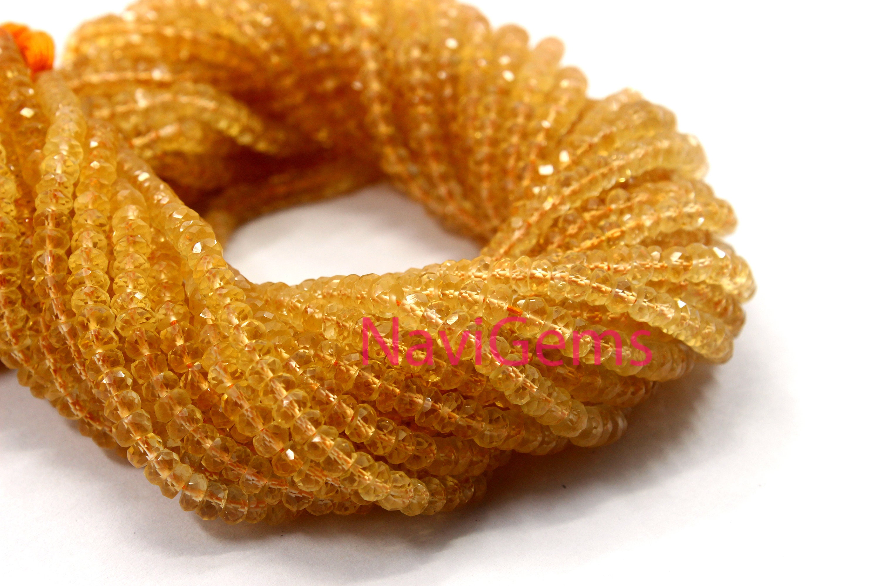 Faceted Citrine Rondelle Beads: Natural Gemstone Jewelry Making, 13" Strand Faceted Citrine Rondelle Beads: Natural Gemstone Jewelry Making, 13" Strand