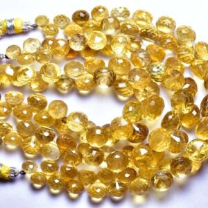 Golden Citrine Onion Beads - 7 Inches - Natural Faceted Citrine Onion Shape Briolettes - Size Is 7-9 Mm #1288
