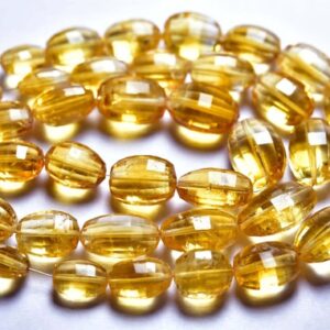 Golden Citrine Oval Briolette - 7 Inches - Natural Faceted Citrine Oval Briolettes, Size Is 8x10-11x15 Mm #1290