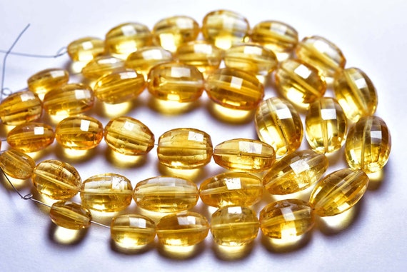 Golden Citrine Oval Briolette - 7 Inches - Natural Faceted Citrine Oval Briolettes, Size Is 8x10-11x15 Mm #1290 Golden Citrine Oval Briolette - 7 Inches - Natural Faceted Citrine Oval Briolettes, Size Is 8x10-11x15 Mm #1290
