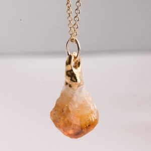 24k Gold Filled Large Raw Citrine Necklace • November Birthstone