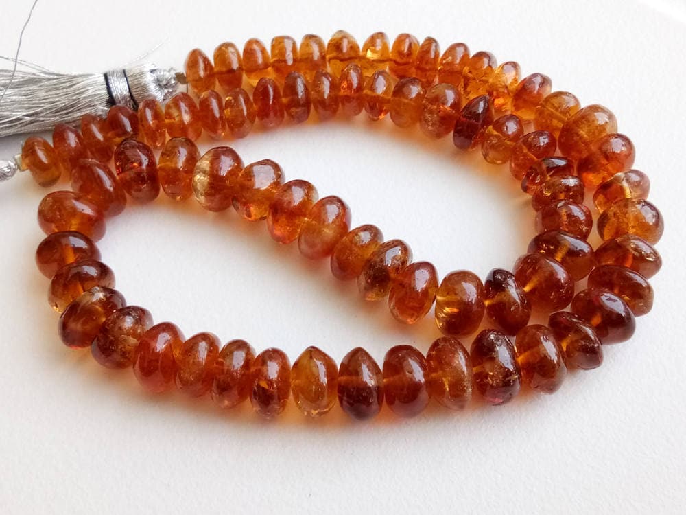 7.5-9mm Citrine Plain Rondelle Beads, Sparkling Honey Orange Huge Citrine Plain Rondelle, Dark Citrine For Necklace (6.5in To 13in) - Pusnt1