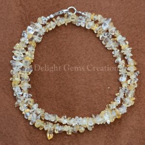 Citrine Chip Bead Necklace, Uncut Gemstone Nugget Jewelry