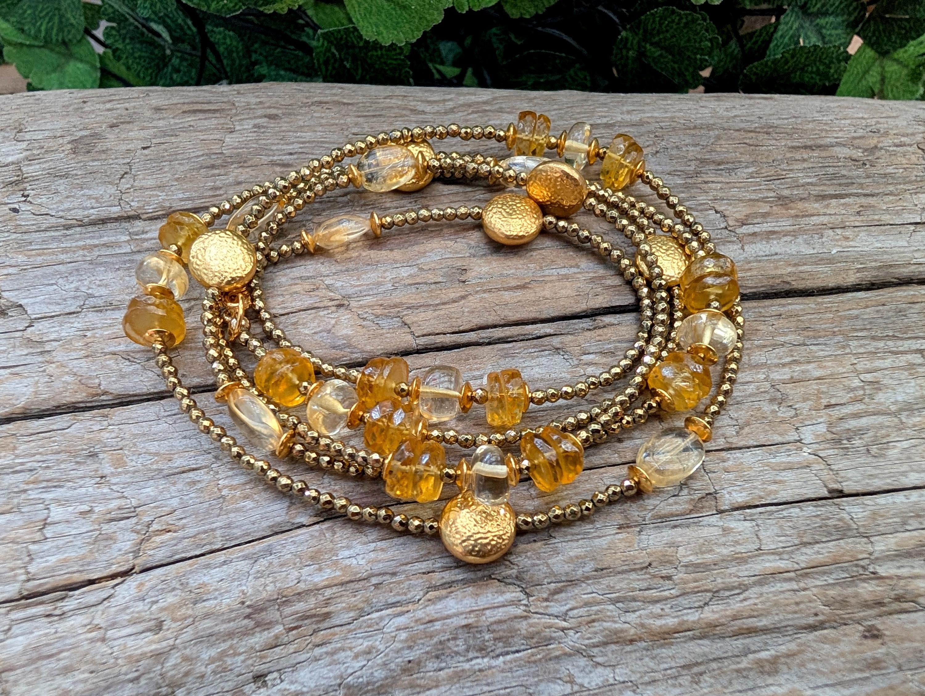 Golden Citrine Necklace, Long Necklace, Citrine Gold Necklace, Layering Necklace, Double Wrap Necklace, Sparkle Necklace
