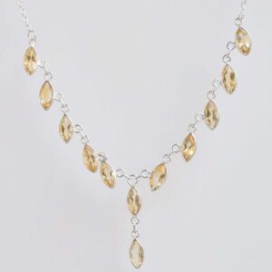 Handmade Marquise Citrine Necklace: 925 Sterling Silver Chain