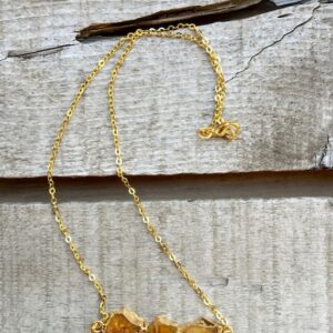 Horizontal Rough Crystal Point Golden Yellow Citrine Gold Plated Necklace | November Birthstone Necklace | Boho | Citrine Necklace