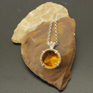 Horse Citrine Necklace, Custom Faceted Madeira Citrine Horse Faceted inside a Gemstone, Sterling, Chain, Equine Horse Jewelry