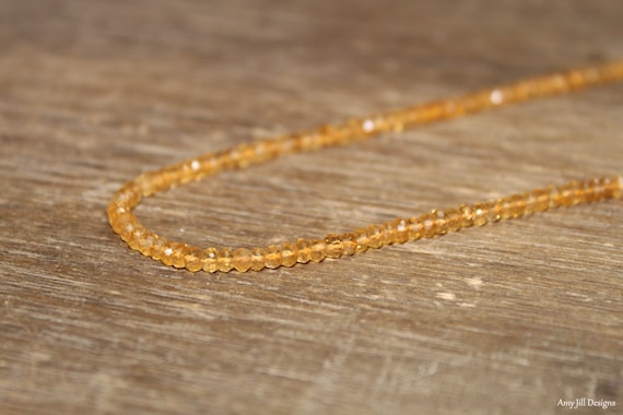 Citrine Necklace, Citrine Jewelry, November Birthstone, Beaded, Stacking Necklace, Gemstone Jewelry