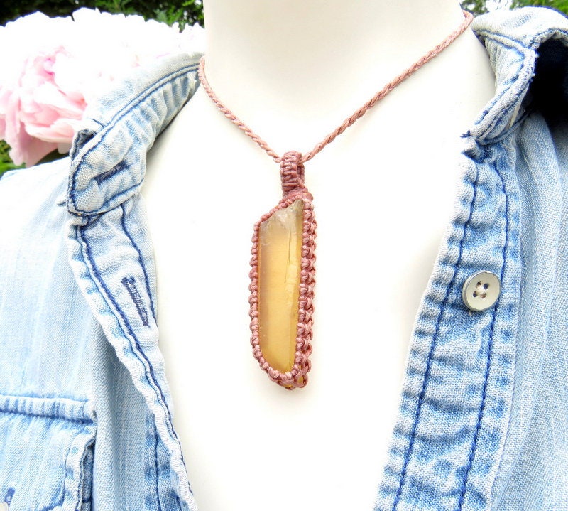 Natural Citrine Macrame Necklace, Citrine Jewelry, November Birthday Gift, Gift Ideas For The Zen Seeker, For The Wellness Enthusiast Natural Citrine Macrame Necklace, Citrine Jewelry, November Birthday Gift, Gift Ideas For The Zen Seeker, For The Wellness Enthusiast