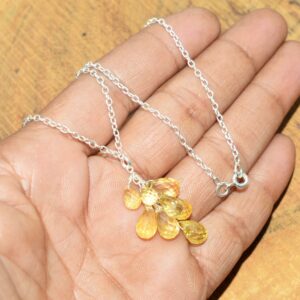 Citrine Quartz 925 Sterling Silver Faceted Citrine Gemstone Jewelry Necklace