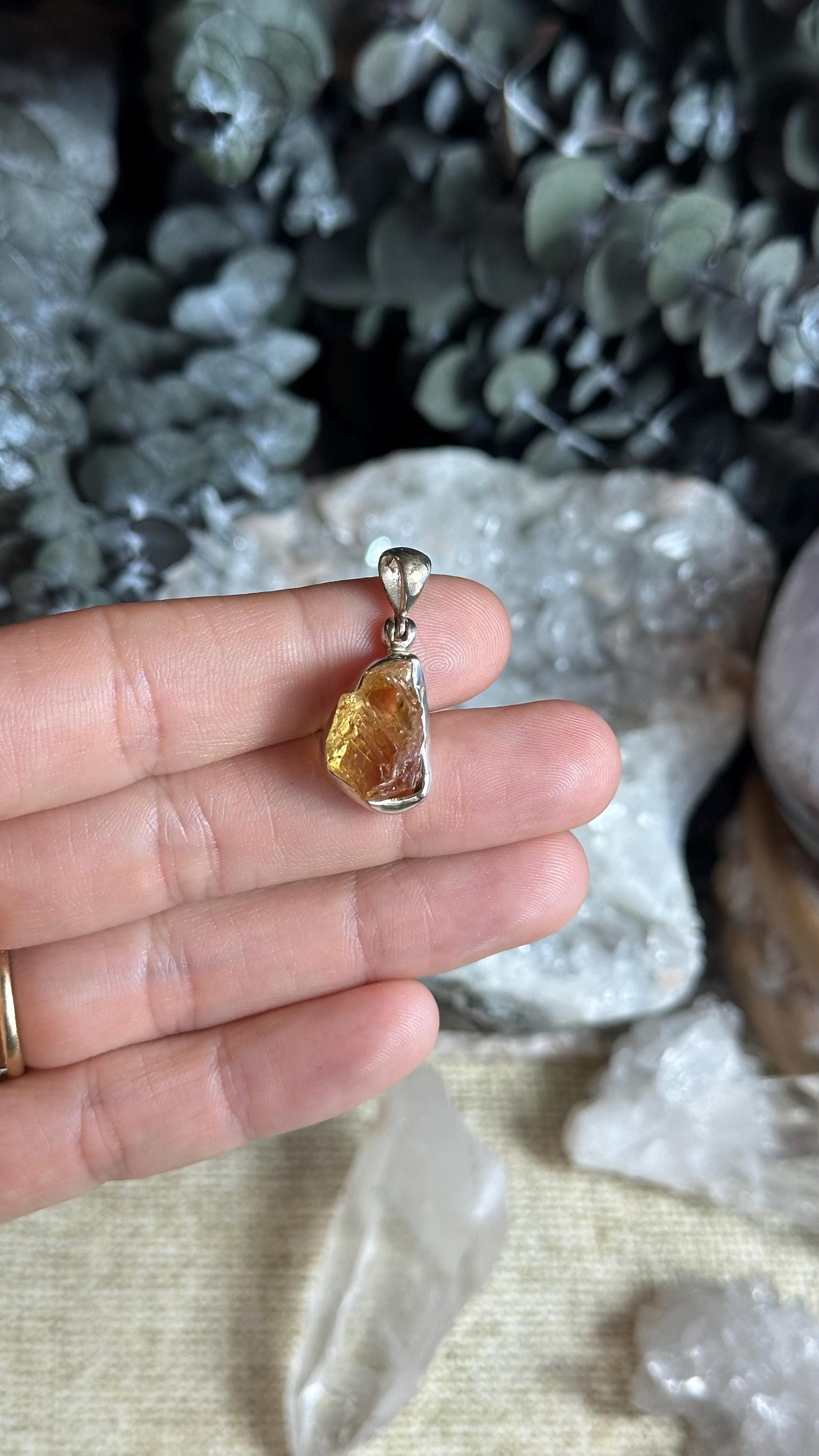 Raw Citrine .925 Sterling Silver Necklace