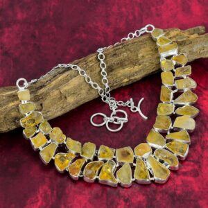Citrine Rough Stone Necklace, 925 Sterling Silver Jewelry, Raw Gemstone Necklace, Birthstone Necklace With Adjustable Chain, Gift For Wife