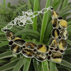 Septarian Citrine Necklace: Handmade 925 Sterling Silver, Adjustable Chain