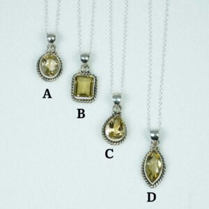 Citrine Sterling Silver Necklace: Handmade Gemstone Chain, November Birthstone