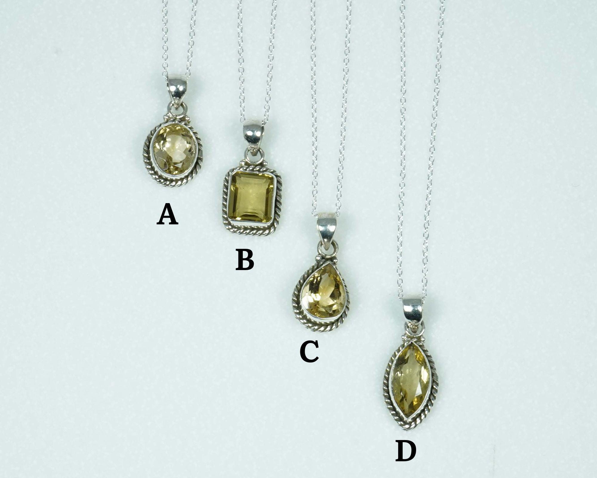 Citrine Sterling Silver Necklace: Handmade Gemstone Chain, November Birthstone