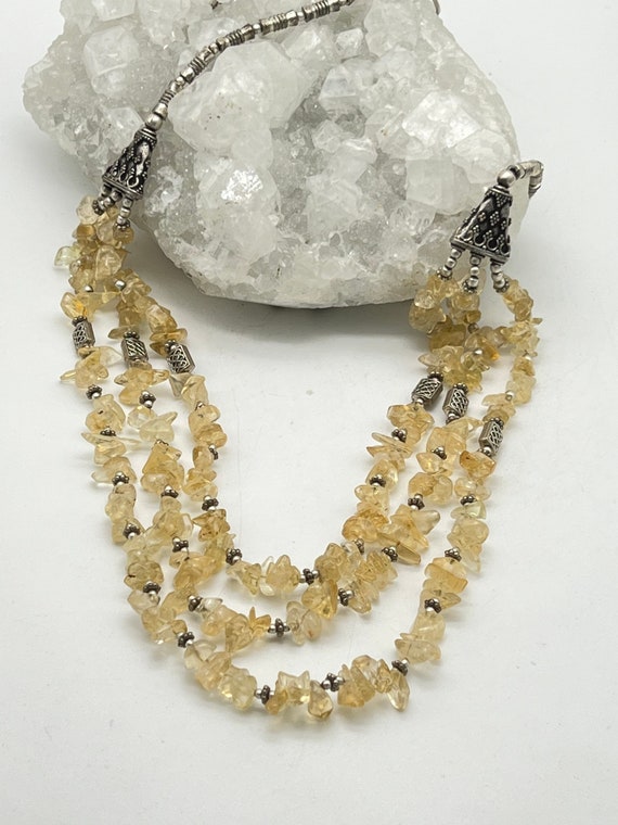 Three-strand Citrine Beaded Necklace-17-18"-adjustable Three-strand Citrine Beaded Necklace-17-18"-adjustable