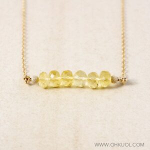 Yellow Citrine Bar Necklace, Choose Your Setting