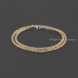 Yellow Citrine Rondelle Beaded Necklace, Gemstone Jewelry