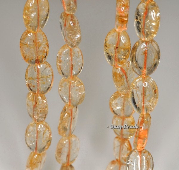 12x10mm Citrine Quartz Gemstone Oval Loose Beads 7 Inch Half Strand (90191318-b15-525)