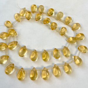 Citrine 12x8x5mm Flat Teardrop Gemstone Beads - 15.5 inches strand