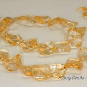 16mm Citrine Quartz Gemstone Twist Diamond Loose Beads 7.5 Inch Half Strand (90144236-b12-521)