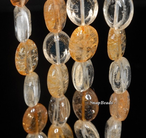 16x12mm Citrine Smoky Rock Crystal Mix Quartz Gemstone Grade B Oval Loose Beads 7.5 Inch Half Strand (90191003-b39-581)