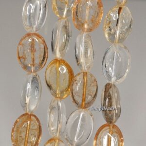 18x13-16x12mm Citrine Rock Crystal Mix Quartz Gemstone Oval Loose Beads 7 Inch Half Strand (90144017-b30-557)